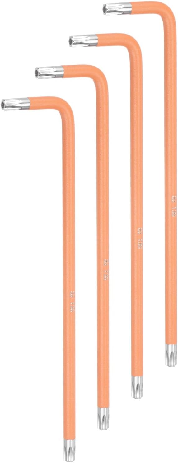 HARFINGTON 4pcs Hex Key Torx Wrench T30 S2 Steel L-Shape Long Arm Star 6 Point Hexagon SAE Wrenches Repairing Tool for Home Repair