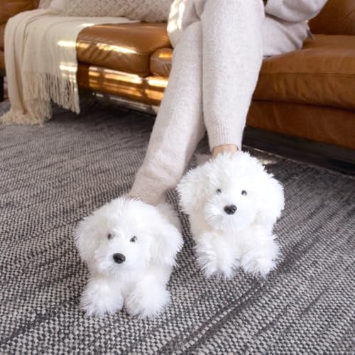 Bichon Frise Slippers for Women and Men - Fuzzy Plush Dog Slippers for Adults2