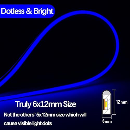 Miniatura 3 de Luz LED de neón azul, 16.4 pies16.4 ft 120LEDm 0.236x0.472 in SMD2835 DC12V Luz de neón LED flexible impermeable para decoración interior exterior
