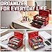 OLY-PRO Mini Toolbox with 2 Drawers and Top Storage, Durable Steel Construction with Ball-Bearing Slides, Multi-Purpose Portable Tool Boxes Case Organizer for Garage, Red