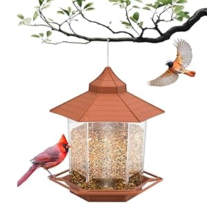 Wild Bird Feeder for Outdoors Squirrel Proof Bird Feeders Outside Hanging, Easy Clean and Fill Attract Birds for Backyard, Garden, Yard, Terrace(1, Brown) Wild Bird Feeder for Outdoors Squirrel Proof Bird Feeders Outside Hanging Easy Clean and Fill Attract Birds for Backyard Garden Yard Terrace1 Brown
