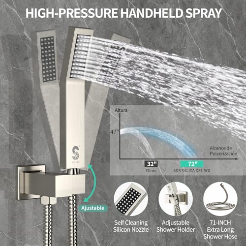 Image of SR SUN RISE 8'' All-Metal Shower System with Tub Spout Handheld Sprayer