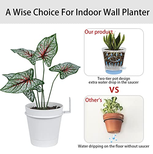 Bouqlife Wall Planters For Indoor Plants 3 Sets Self Watering Planters With Pots Holder Ring White Wall Hanging Planters Plant Holder #TOP1