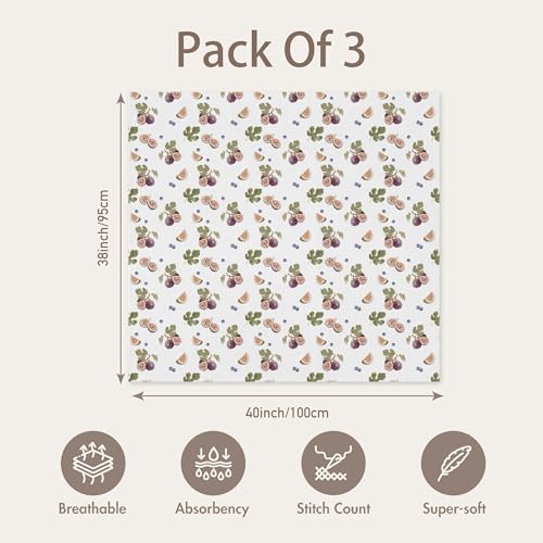 Image of GLLQUEN BABY Muslin Swaddle Blankets for Newborns, Large 40''x38'', 3-Pack | 3Pk, 100% cotton, ultra soft and breathable, gentle on sensitive newborn skin, Multi-use as swaddle wrap, receiving blankets