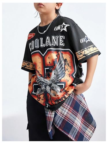 WDIRARA Boy's Number Graphic Jersey Shirt Crew Neck Short Sleeve Tee Oversized Top2