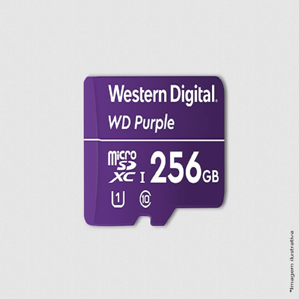 Cartão de Memória Com 3 Anos de Garantia Micro SD 256GB WD Purple Intelbras