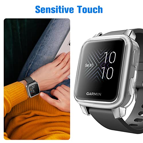 Image of Fintie 3 Packs Screen Protector Case Compatible with Garmin Venu Sq 2 / Sq 2 Music /Venu Sq /Venu Sq Music, Soft TPU Plated Bumper Full Cover Protective Cases [Scratch-Proof], Black /Clear /Silver