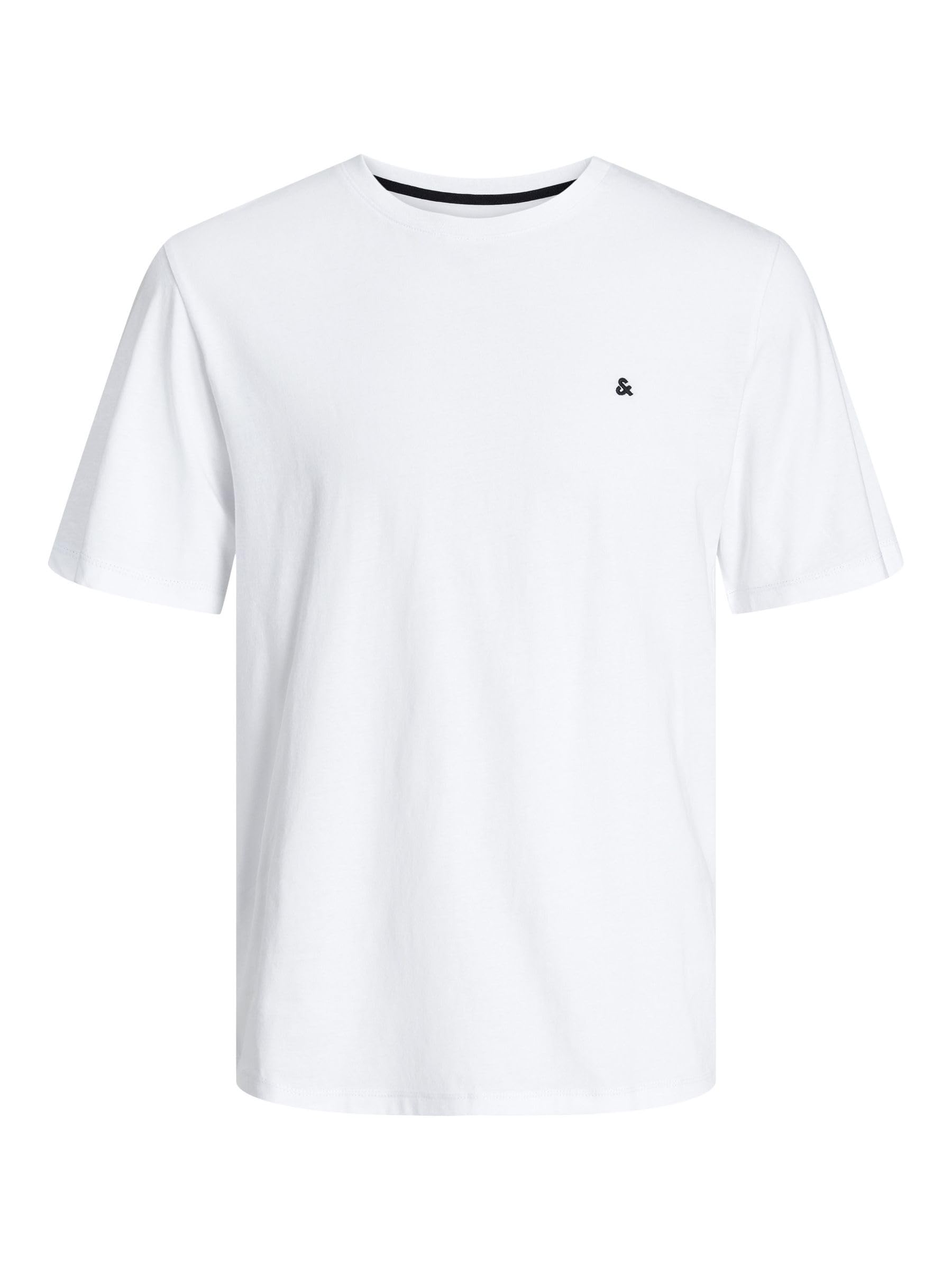 Jack & Jones Men's White Jjepaulos Tee Ss Crew Neck Noos Pls T-Shirt, 6XL
