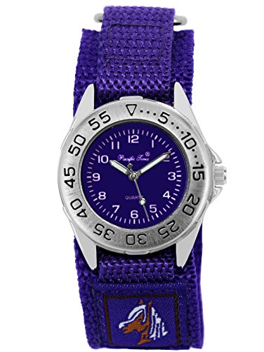 Pacific Time - Bracelet Enfant Cheval Fille Horloge Velcro texte ilarm bande à quartz analogique Violet 21694 Cover