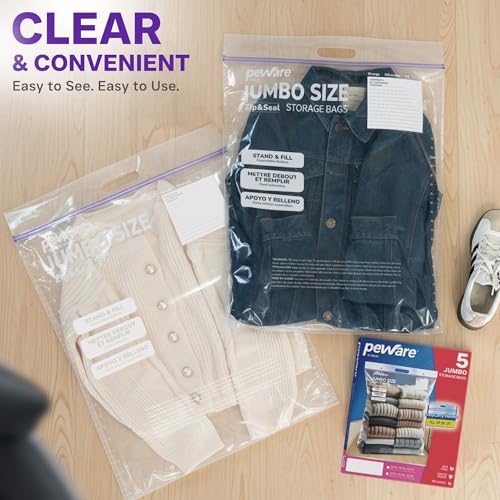 Bolsas de plástico resellables de 20 x 26 pulgadas para guardar ropa y edredones XL 5