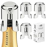 Champagne Stoppers for Bottles, Pafusen Champagne Sealer Stopper, Stainless Steel Champagne Cork Stopper Toppers, Saver for Champagne Cava Prosecco Sparkling Wine (Champagne -3-Pack-Silver)