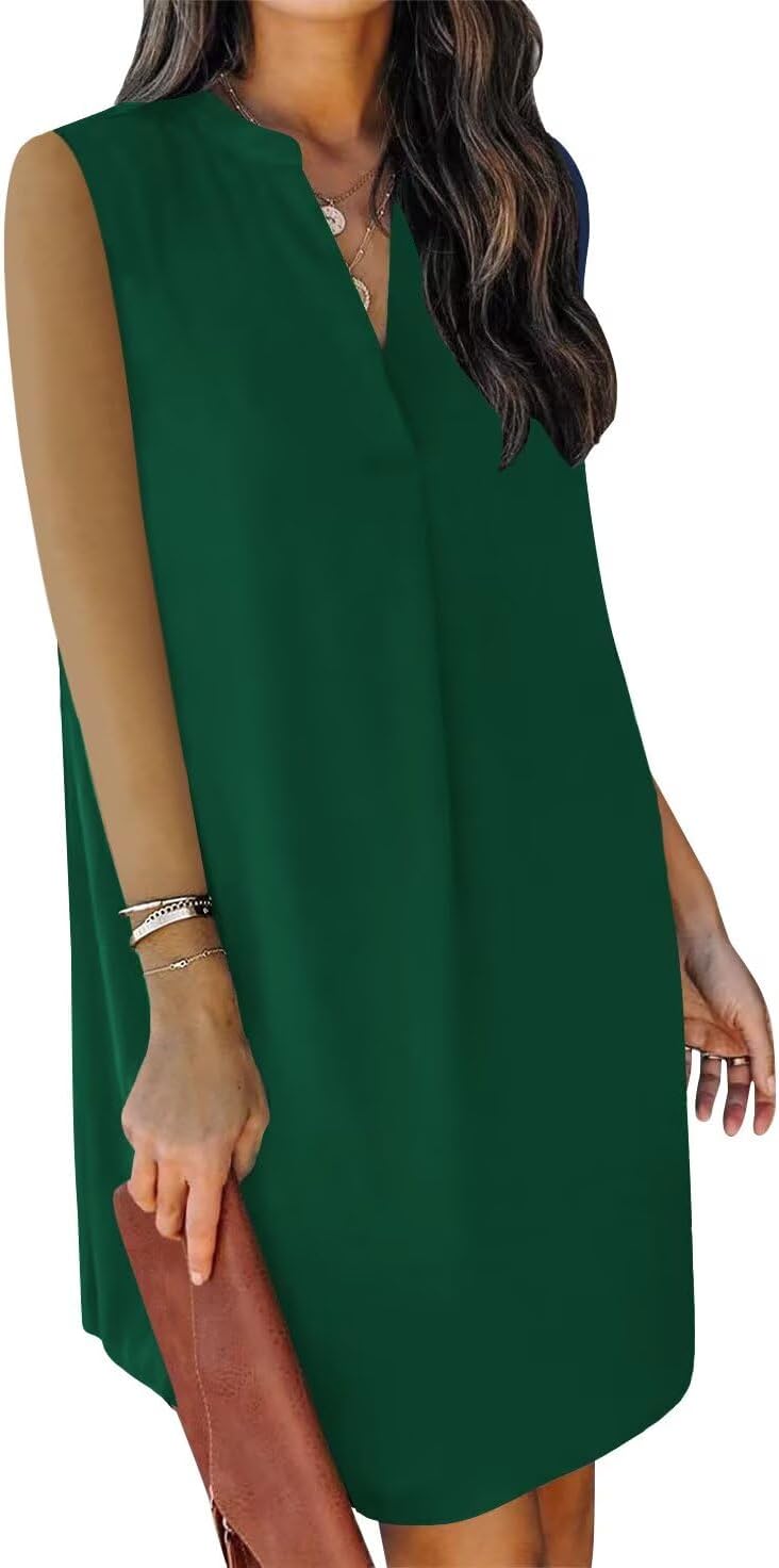 ANFTFH Women's Sleeveless Dresses 2026 V Neck Casual Trendy Dresses(S-2XL)