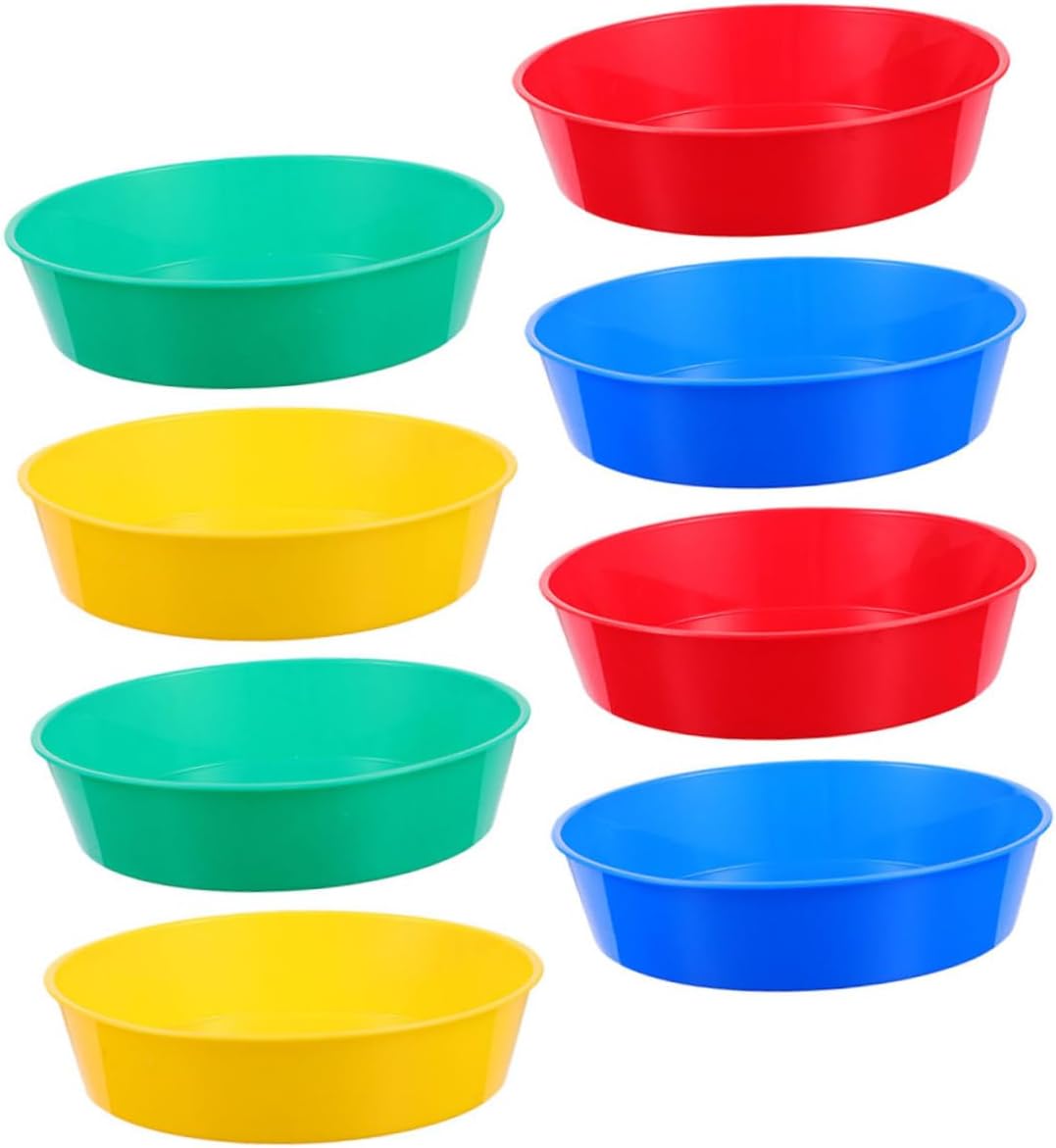 KALLORY 8pcs Plastic Paint Pallets for Artists Multi-Functional Mixing Trays in Assorted Colors for Boys and Girls and Adults Painting Projects