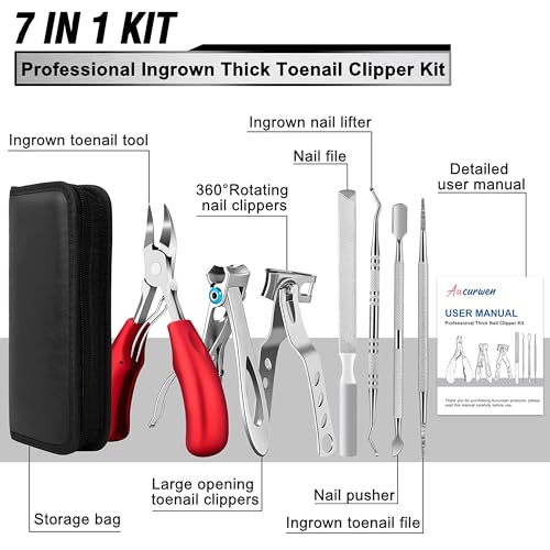 Podiatrist Toenail Clippers for Seniors Thick Toenails, Professional Pedicure Tools Kit, Toe Nail Clippers Adult Thick Nails Long Handle, Ingrown Toenail Tool Removal Kit for Seniors, Men, Manicure - Image 3