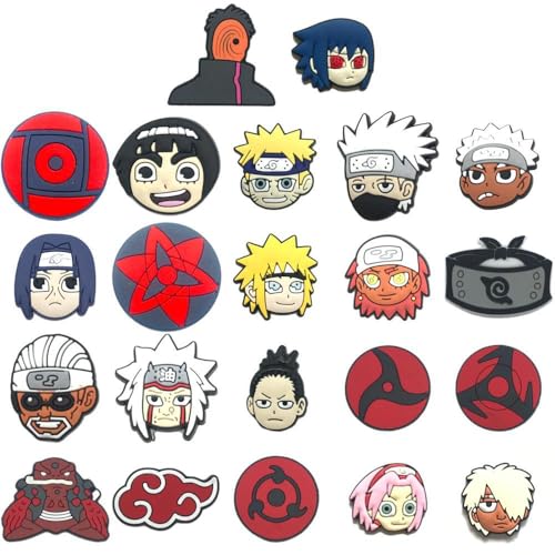 22 Pcs Decoración Cool Anime, Cartoon Picos de PVC, Cute Manga Adornos, Fresco Dibujos Animados Charms para Zapatos, Sandalias, Zuecos - Fiesta Cumpleaños Regalo