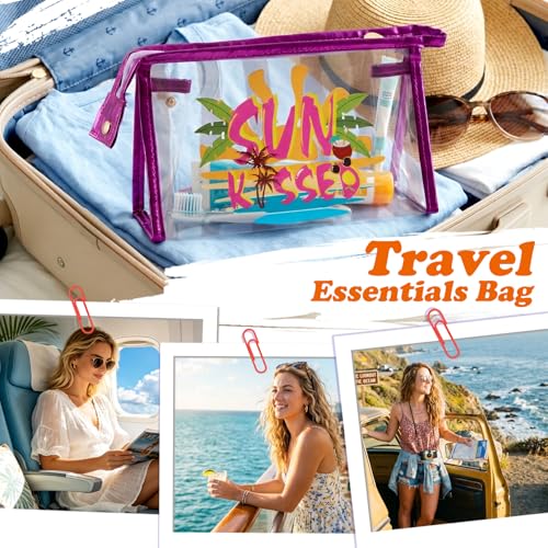 Image of COSHAYSOO Sunscreen Bag Clear Makeup Toiletry Pouch Beach Vacation Essentials for Women Teen Girls Trip Gifts Summer Pool Travel Must Have Accessories Waterproof Stuff