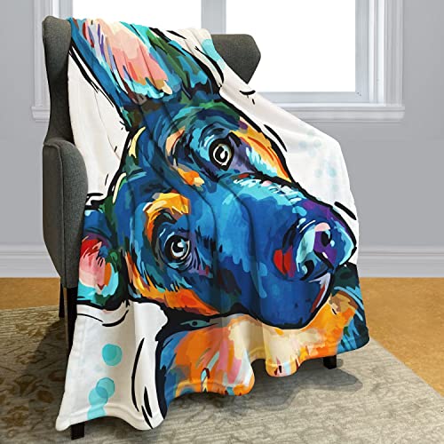 YISUMEI German Shepherd Dog Throw Blanket Modern Watercolor Print Fleece Blanket Soft Warm Cozy for Sofa Couch Bed 50'x60'