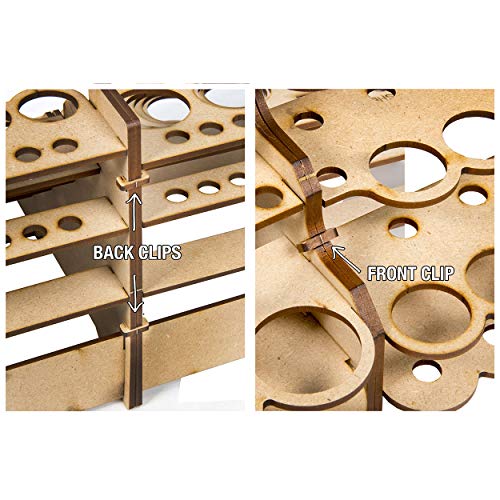 Image of The Broken Token Modular Paint Rack w / 35mm Holes - 45 Wedge - Multiple Organizer for Paint Bottles, Pots, and Brushes in Tiered Layout - Customize Your Pieces with Easy Organization & Access