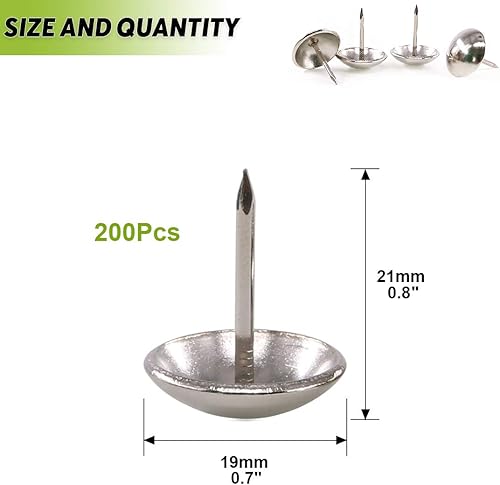 Miniatura 2 de Keadic Juego surtido de 200 tachuelas de tapicería antiguas de 34 pulgadas (0.748 in) para muebles tapizados, tableros de corcho o proyectos de