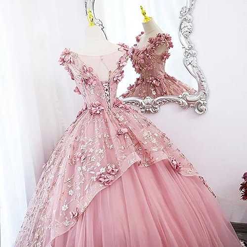 2023 Flower Applique Quinceanera Dresses Sleeveless Floor Length Ball Gown Prom Dress with Ruffles3