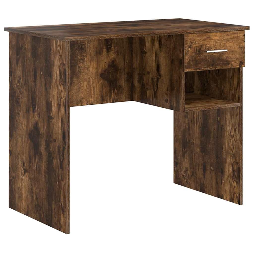 Scrivania affumicatura 90 x 49,5 x 75 cm, materiale in legno, Computer Desk con cassetto, scaffale, Home Office Desk Modern, Durevole