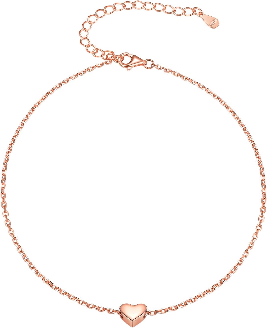 Silvora Ankle Bracelet Women Sterling Silver Summer Chain Anklet for Women Rommantic Dainty Delicate Jewelry Rose Gold