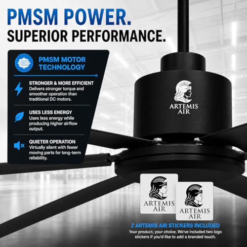 Image of 120-Inch HVLS Industrial Ceiling Fan +28,000 CFM Large Commercial Ceiling Fan with Remote, PMSM Motor, 6 Speeds, Reversible, for Warehouse, Gym, Barn, Shop, Garage | Orion 120 inch (Black)