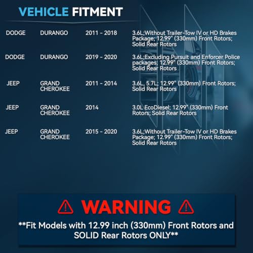 Image of Detroit Axle - Brake Kit for 2011-2020 Jeep Grand Cherokee Dodge Durango