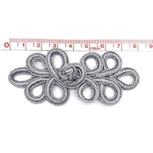 Evago 10 Pairs Chinese Knots Frog Buttons Closure Sewing Fasteners For Sweater Cloak Coats Scarf Cardigan And Costumes Outfit Sewing, Silver #TOP1