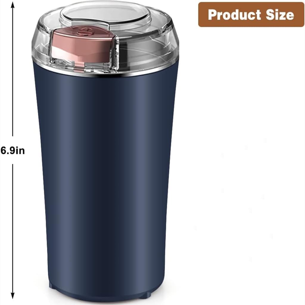 Mini Stainless Steel Electric Grain Grinder, Spice Grinder, One-touch Push-Button Stainless Steel Grinding for Grains, Condiments, Coffee Beans