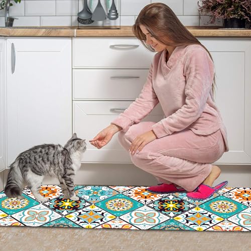 Image of ishro home Polyester Premium Kitchen mats for Floor Anti Slip|Machine-Washable |Waterproof| 2 Pcs Set| (18 x 55 + 18 x28 inches, Rectangular)
