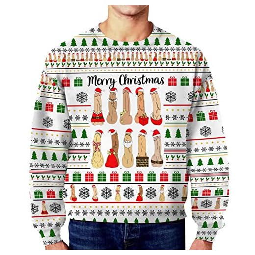 Briskorry Hombres Otoño Invierno Navidad Dirty Dildos Secret Casual Suelto Cuello Redondo Sin Capucha Suéter Sudadera Hombre Japonesa