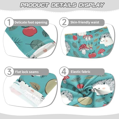 Wusikd Cute Hedgehog Girls' Leggings Toddler Doodles Kids Yoga Pants Dance Active Tights 4T3