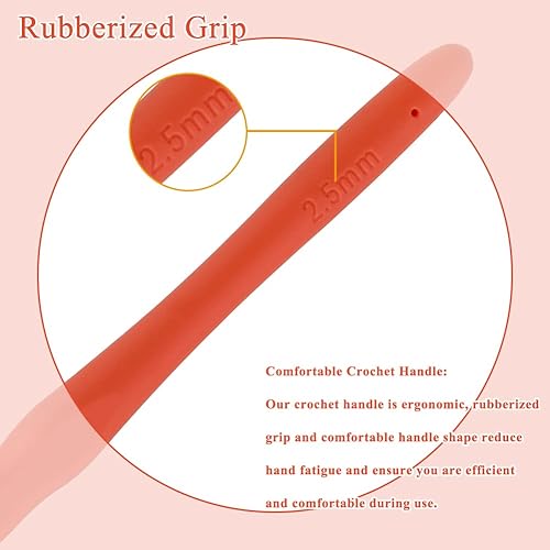 Miniatura 4 de Gancho de ganchillo para principiantes de 2.5mm, ganchos de ganchillo con mango ergonómico para manos artríticas, agujas de tejer cómodas y suaves
