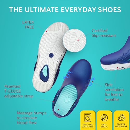 Image of CALZURO Rebel Work Clogs with Integrated Heel Strap - Autoclavable Italian Professional Shoes - Slip Resistant Clogs with Adjustable T-Close System - Professional Shoes for Men and Women
