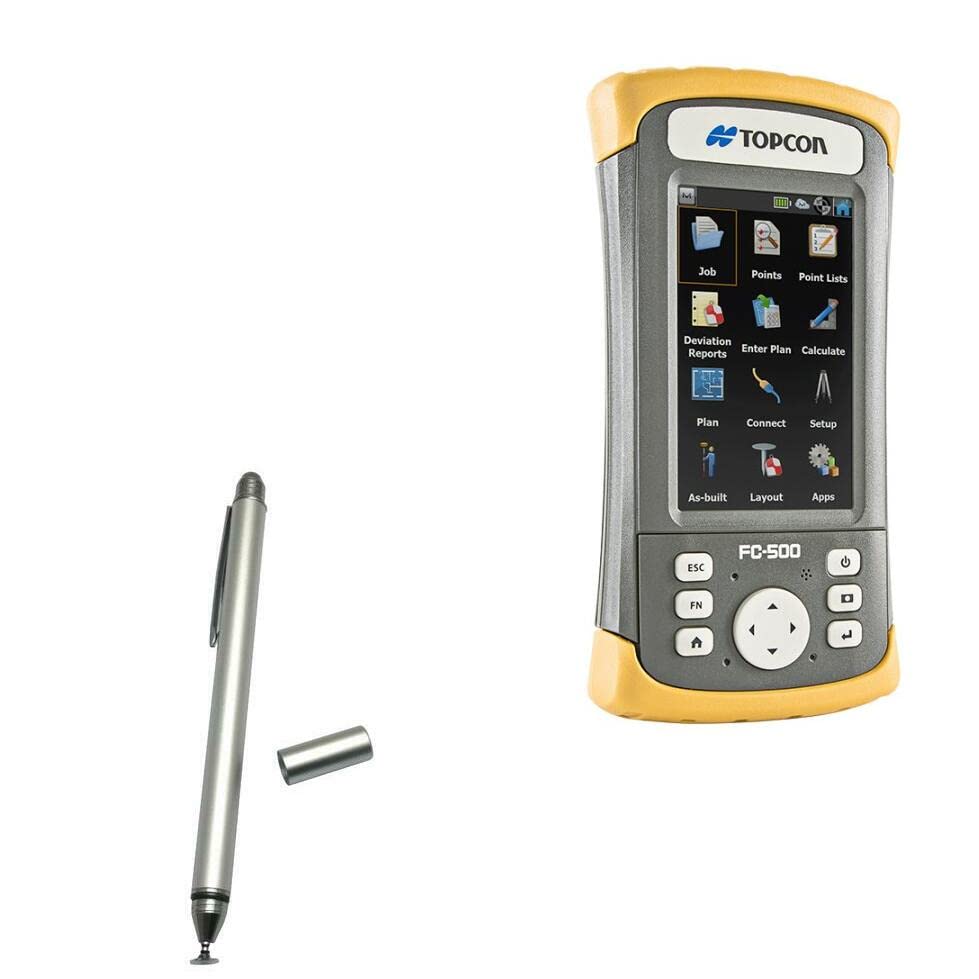 BoxWave Stylus Pen Compatible with Topcon FC-500 - DualTip Capacitive Stylus, Fiber Tip Disc Tip Capacitive Stylus Pen - Metallic Silver