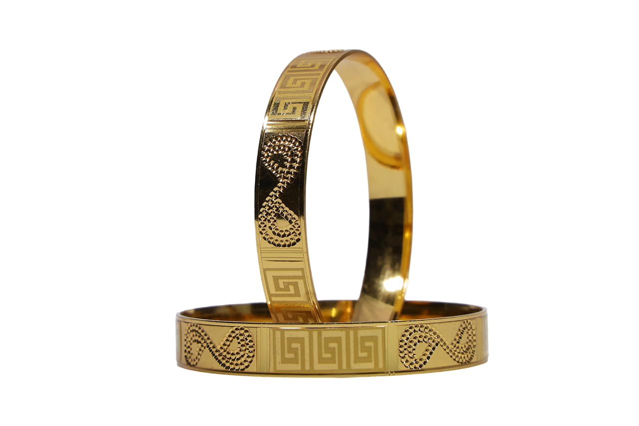 Gold Plated Bangles for Women & Girls | Bangles for every Occasion | Gold Plated Self Design Set of Two Bangles (28) (B0DFTZZ29F) Amazon Price History, Amazon Price Tracker