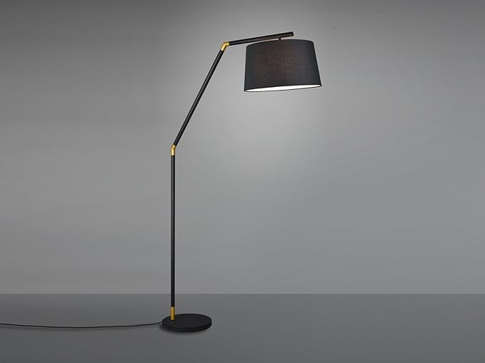 meineWunschleuchte Grote staande led-lamp met verstelbare arm en draaibare stoffen kap in mat zwart photo 3
