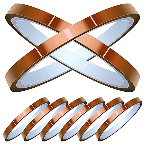 Image of 8 Rolls 5mm x 28m(90ft) High Temperature Tape High Temp Tape Polyimide Heat Resistant Tape Thermal Tape Kapton Tape for Masking /Solder / 3D Printers /Battery