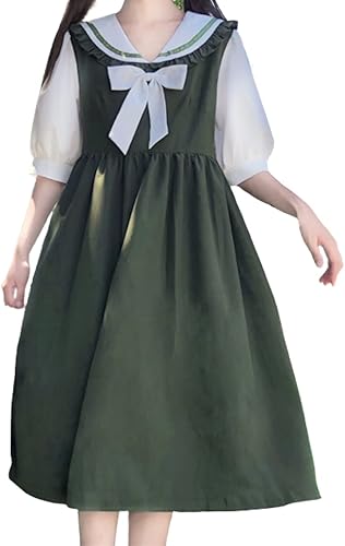 Amazon Co Jp レディレイジー Lady Lazy セーラー 半袖 ワンピース 五分丈 ドレス スカート フリル ロリータ 衣装 撮影 甘ロリ 姫 コスプレ アニメ 女装 服 Cosplay Lolita ゴシック 原宿 かわいい お嬢様 モスグリーン ホビー