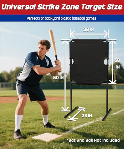 Image of Garbuildman Baseball Strike Zone Target for Plastic Balls, Portable Metal Frame Pitching & Hitting Training Tool for Outdoor