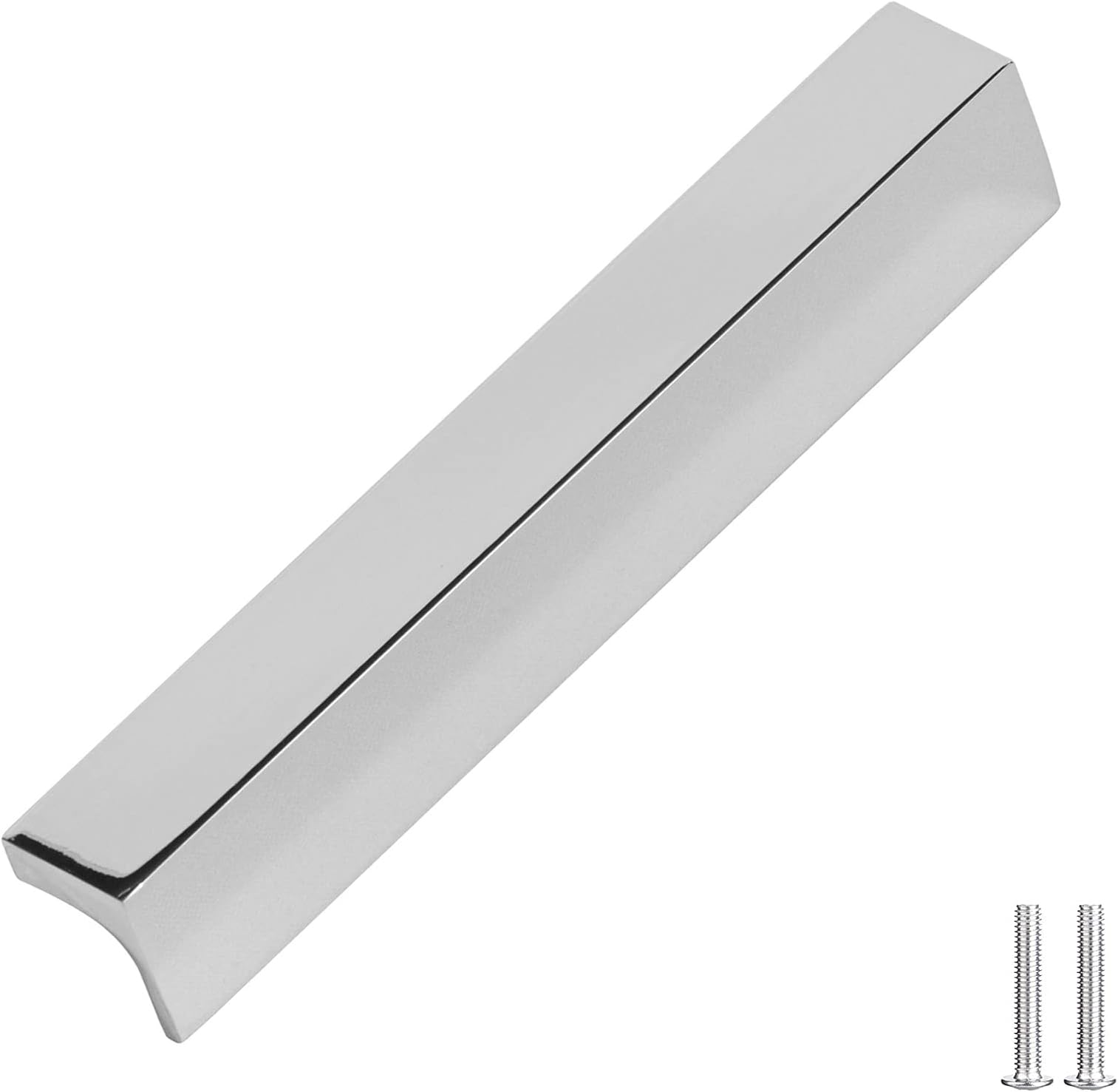 Decoranddecor Contemporary Pull Handles Solid Metal for Cabinets (128mm Between Hole Centres, Polished Chrome)