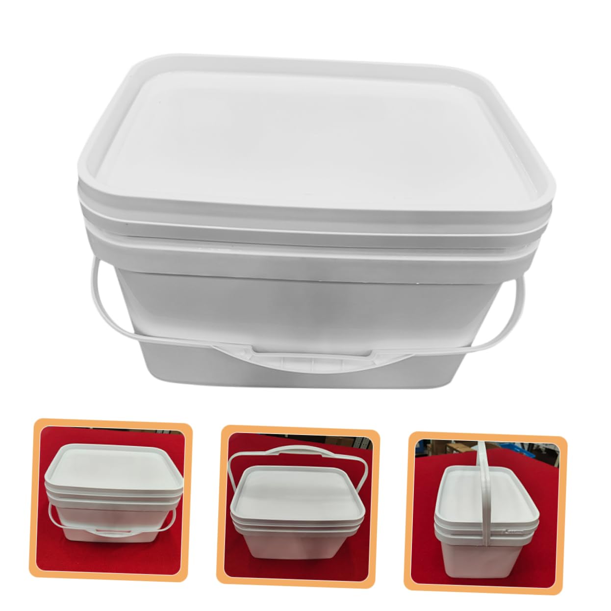 iplusmile Secchio di Vernice Quadrato con Coperchio, Contenitore di Plastica Pp da 10 Litri, Portaoggetti per Pittura Portatile con Manico, Adatto per Uso Domestico e Attività All'aperto