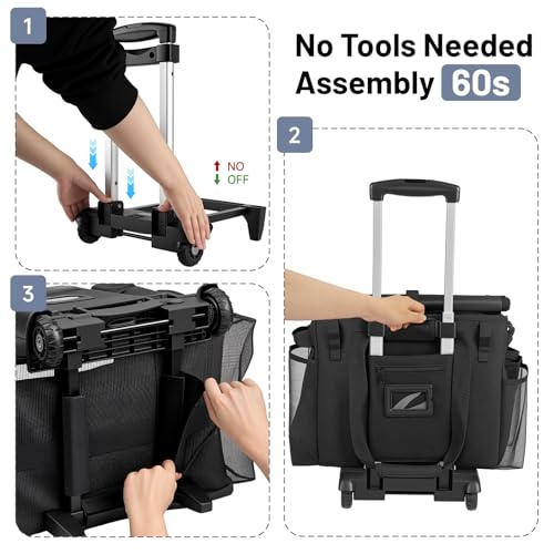 Image of Large Cleaning Caddy for Cleaning Supplies Organizer, Rolling Cleaning Caddy Bags with Wheels for Housekeepers, Cleaning Carts on Wheels for Home Car Office Picnic