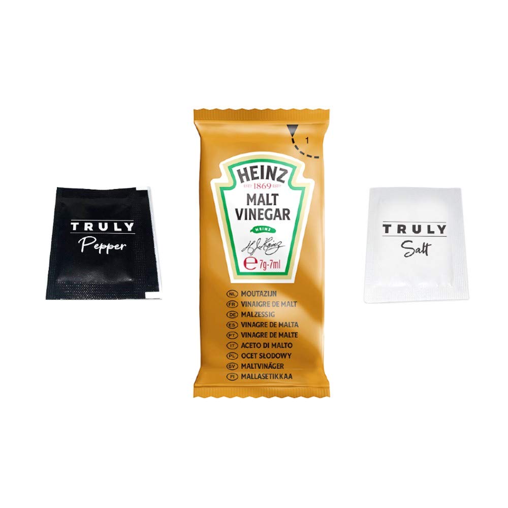 Heinz Vinegar & TRULY Salt & Pepper Sachets Individual Condiments