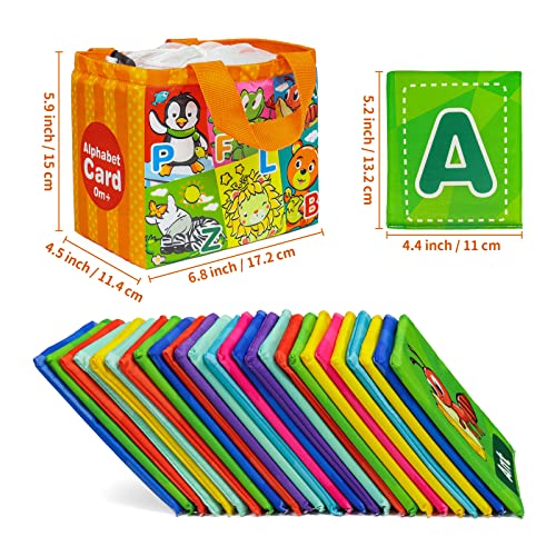 Dr.rapeti Soft Alphabet Cards For Baby Infant Toddler Kids 26Pcs Abc Alphabet Cards 26 Letters Flash Cards With Storage Bag Washable Non-Toxic Early Learning Toy Baby Bath Toy #TOP1