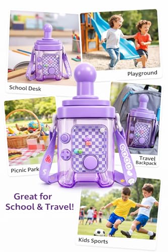 Image of Vasukie Kids Water Bottle 700ml with Built-in Game | Leak-Proof Sipper Bottle for Boys & Girls | BPA-Free, Durable School & Picnic Water Bottle | Easy to Carry (Game Bottle)
