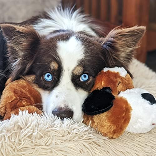 Snuggle Puppy Heartbeat Stuffed Toy for Dogs - Pet Anxiety Relief and Calming Aid - Brown and White