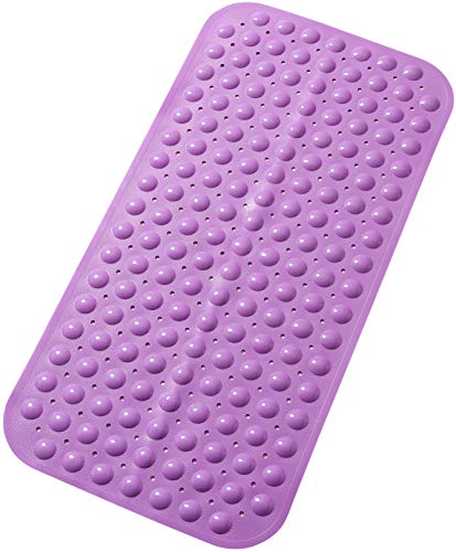 Tike Smart Large Non-Slip Bathtub & Shower Mat 31 Inch X16 Inch (Smooth/Non-Textured Tubs Only) Safe, Clean, Machine-Washable, Superior Grip&Drainage, Vinyl, Opaque Purple, Medium #TOP5