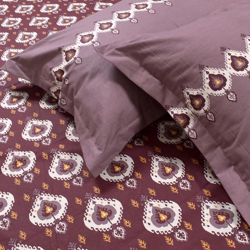 Image of Huesland by Ahmedabad Cotton 144 TC Cotton Elastic Fitted Bedsheet King Size with 2 Pillow Covers | 72 x 78 inches